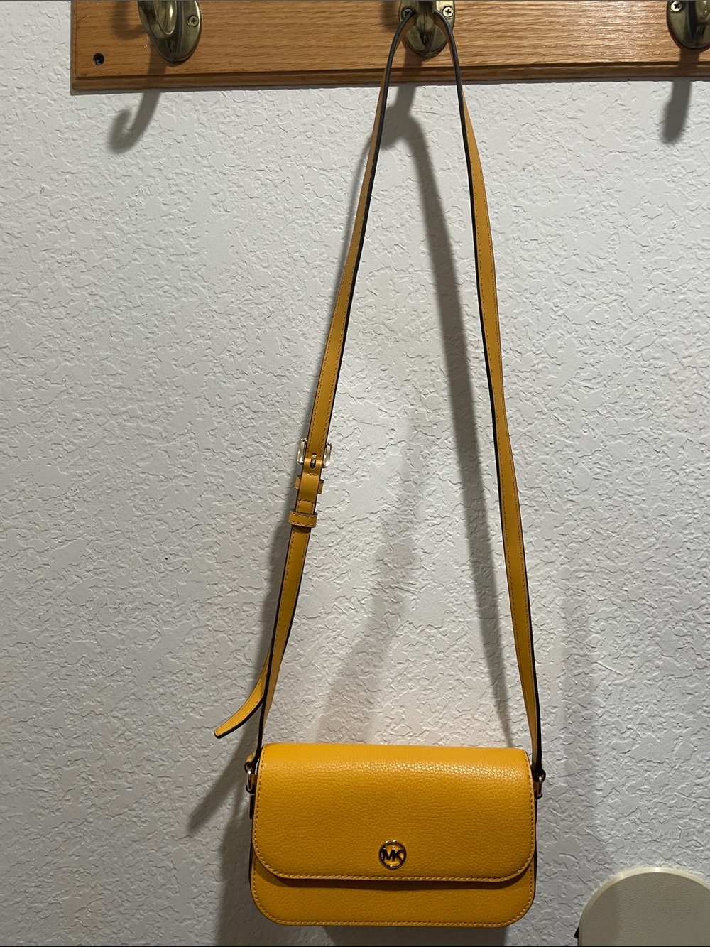 Michael Kors Mustard Yellow Pebbled Leather Crossbody Bag